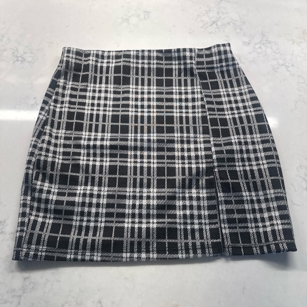 Better Be Black and White Plaid Mini Skirt